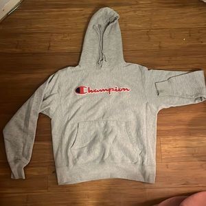 Champion hoodie. Light grey size medium